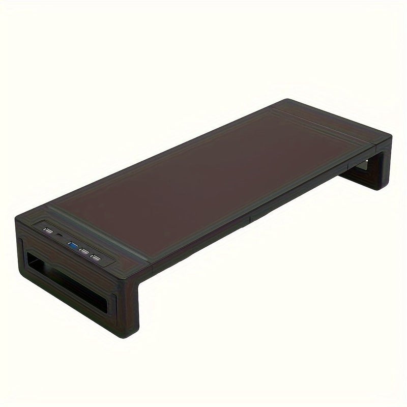 Black Desktop Monitor Riser With Drawer And Vertical Stand For Laptop With Data Ports Type C Charging - Image 5