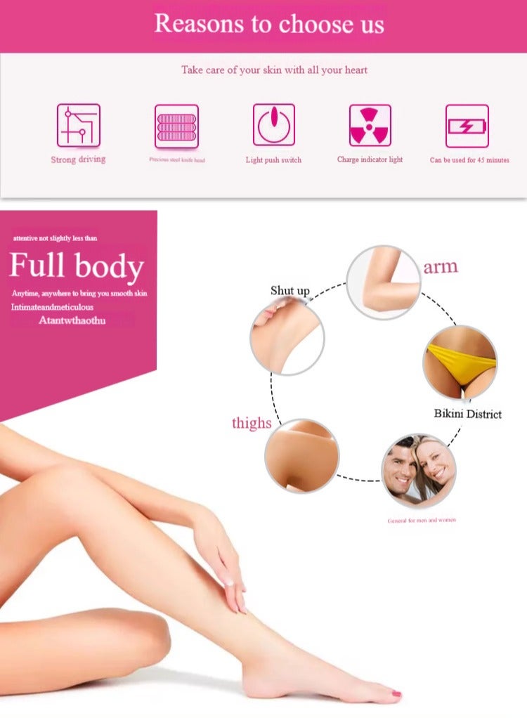 كيدا USB Rechargeable Epilator Shaver Callus Remover Clipper KD-189A Pink/White - Image 2