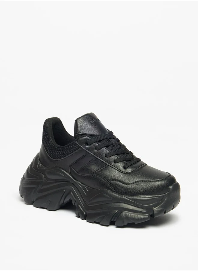 MISSY Women's Panelled Textured Lace-Up Chunky Sneakers