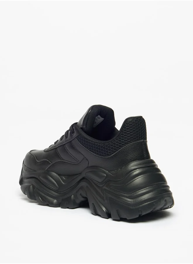 MISSY Women's Panelled Textured Lace-Up Chunky Sneakers