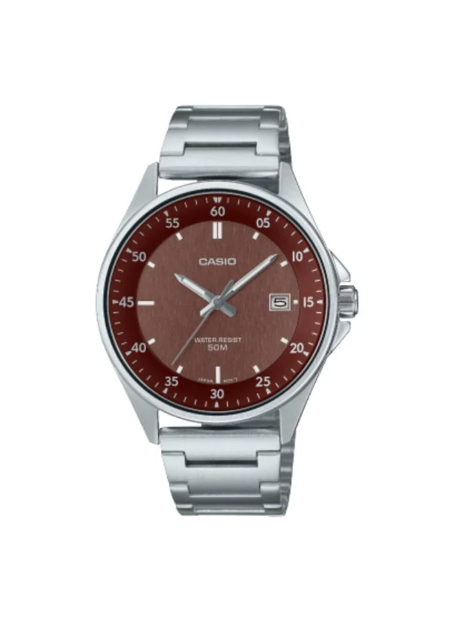 CASIO Men's Analog Display Watch With Silver Stainless Steel Strap - MTP-E705D-5EVDF