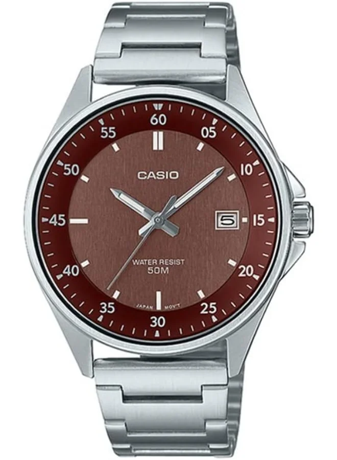 CASIO Casio Men's Watch - MTP-E705D-5EVDF brown Dial, Silver Band