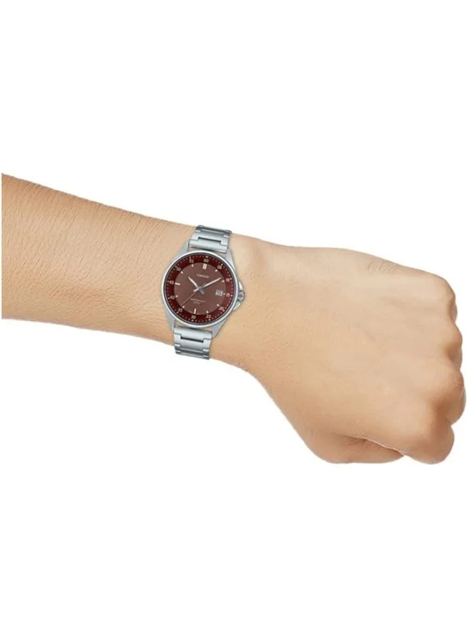 CASIO Casio Men's Watch - MTP-E705D-5EVDF brown Dial, Silver Band