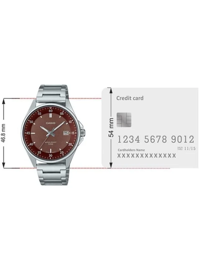CASIO Casio Men's Watch - MTP-E705D-5EVDF brown Dial, Silver Band
