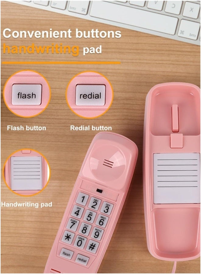 Generic Wall Phone Design Landline with Corded, Loud Volume, Flashing Light and Large on, Desk Mounted Analog for House Home Office Company Hotel Call Center  - Image 1