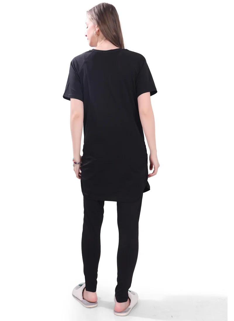 Tummy  TUMMY 2PC Set of Maternity T-shirt & High Waist Legging with Drawstring for Women | Best Price UAE