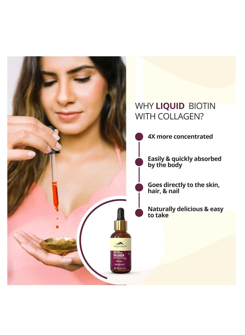 Rasayanam Liquid Biotin & Collagen Natural Berry Flavour 25000Mcg  50Ml - Image 4