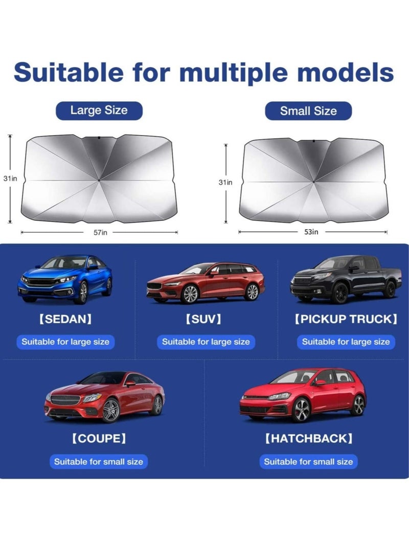 Car Windshield Sun Shade Umbrella,Foldable Car Sun Umbrella for Windshield Sun Protection Umbrella Front Sunscreen Visor Block UV Fits Most Vehicle Models - Image 4