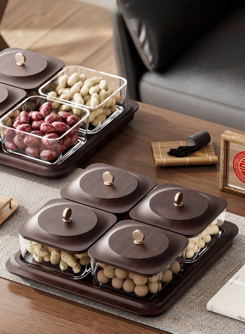 NayZaan Wood Grain Fruit Plate,Dessert Serving Trays For Dried Fruit, Nuts, Candy, Cookies, And Chips，Suitable For Everyday Family Use, Parties, Holiday Gatherings, And Group Dinners - Image 1