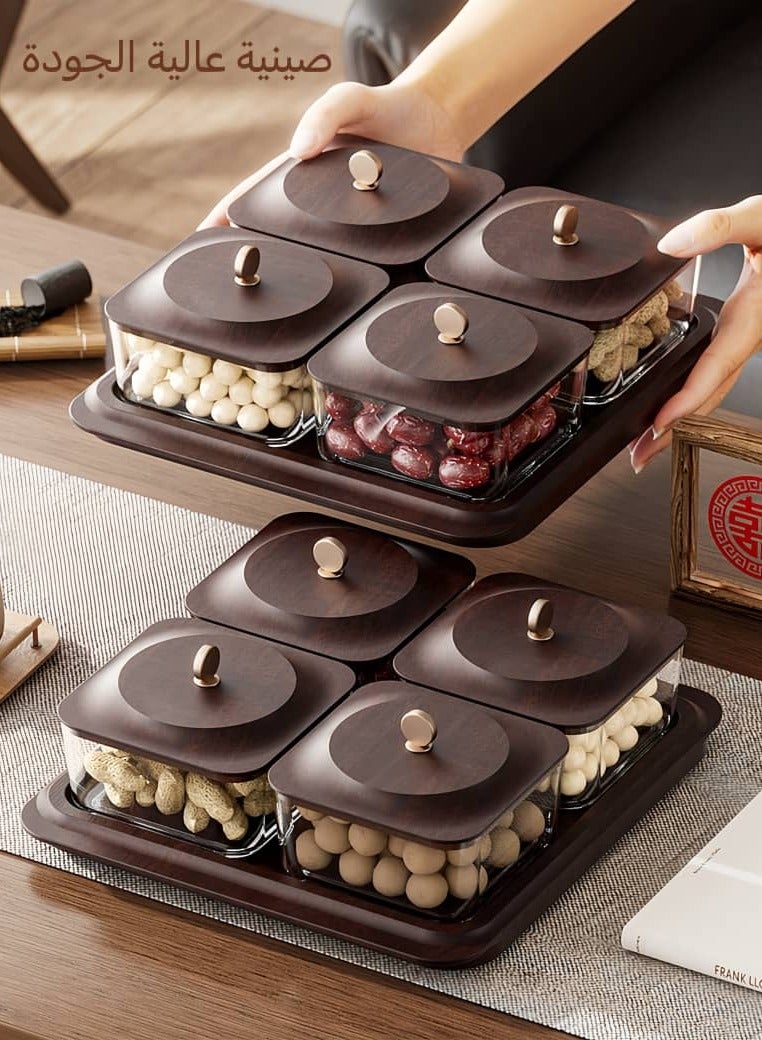 NayZaan Wood Grain Fruit Plate,Dessert Serving Trays For Dried Fruit, Nuts, Candy, Cookies, And Chips，Suitable For Everyday Family Use, Parties, Holiday Gatherings, And Group Dinners - Image 2