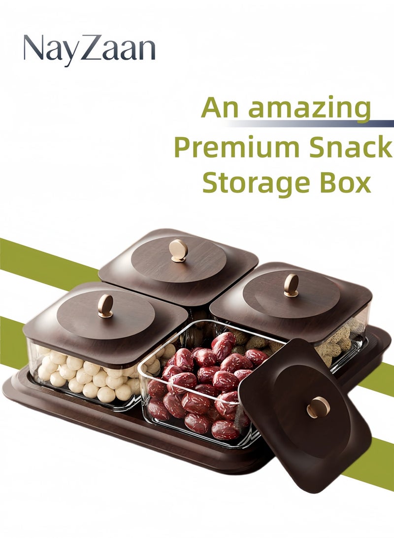 نايزان طبق فواكه من خشب الحبوب، صواني تقديم الحلوى للفواكه المجففة والمكسرات والحلوى والبسكويت والرقائق، مناسبة للاستخدام العائلي اليومي والحفلات والتجمعات في الأعياد والعشاء الجماعي. - Image 1