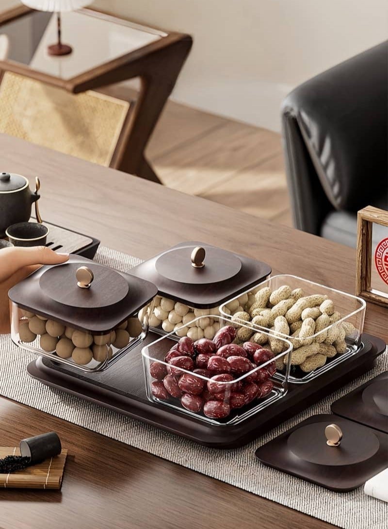 نايزان طبق فواكه من خشب الحبوب، صواني تقديم الحلوى للفواكه المجففة والمكسرات والحلوى والبسكويت والرقائق، مناسبة للاستخدام العائلي اليومي والحفلات والتجمعات في الأعياد والعشاء الجماعي. - Image 4