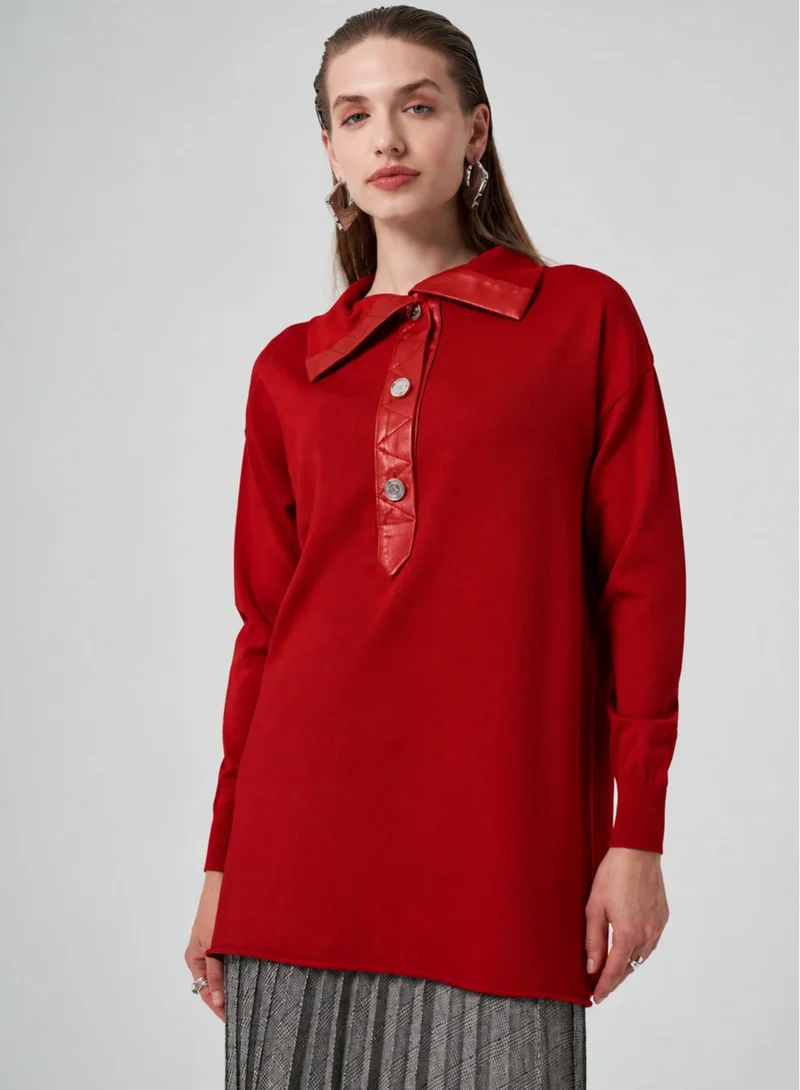 MissWhence High-Neck Tunic - Red