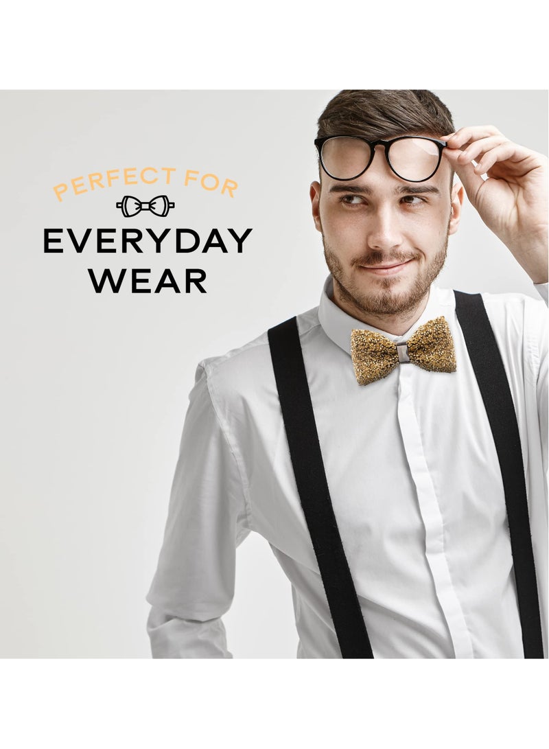 SOLARAE Bow Ties, Rhinestone Bow Ties for Men and Boys Pre-Tie Sequins Diamond Bow Ties Adjustable Length Suitable for Party Banquet Wedding Suitable for Tuxedo Dress Shirts - Image 4