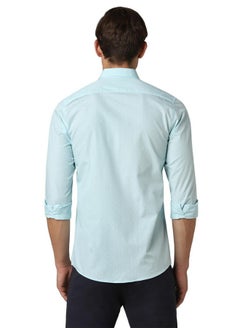 Peter England Peter England Men's Printed Slim Fit Casual Shirt Aqua  - Image 3