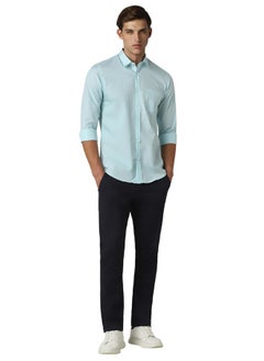 Peter England Peter England Men's Printed Slim Fit Casual Shirt Aqua  - Image 4