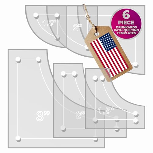 LaserThing Drunkards Path Quilting Acrylic Template Set, 3", 2", 1.5" with 1/4" Seam Allowance - 6 Piece Set - Image 2