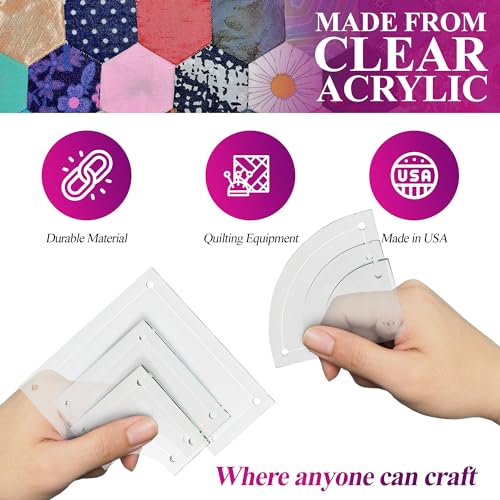 LaserThing Drunkards Path Quilting Acrylic Template Set, 3", 2", 1.5" with 1/4" Seam Allowance - 6 Piece Set - Image 5