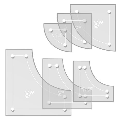 LaserThing Drunkards Path Quilting Acrylic Template Set, 3", 2", 1.5" with 1/4" Seam Allowance - 6 Piece Set - Image 1