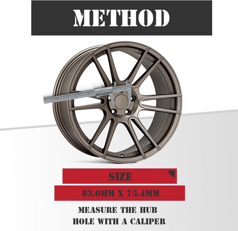 KitsPro 3.25Inch 83MM Wheel Center Caps, Pack of 4 (Matte Black, Outer 83MM, Inner 75MM) - Image 3