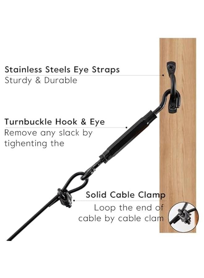 Arabest Durable Anti Sag Gate Kit for Wooden Fence Repair, 1 Pack Anti-Sagging Gate Hardware Kit，Anti-Sag Gate Support Cable Kit for Exterior Use，Black Plated - Image 2