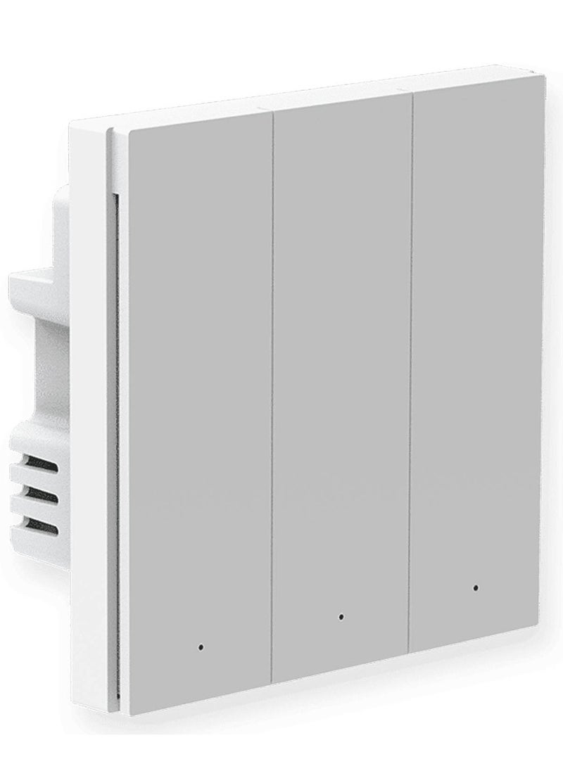 Aqara - Aqara H1 Smart Wall Switch Triple Rocker Global version,Zigbee 3.0 Protocol, No Neutral, Round Wall Box Support -White - Image 1