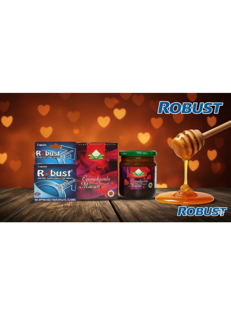 ROBUST THEMRA and ROBUST Vitality and Energy Support Set - Turkish Epimedium Honey (Macun) + Robust Extreme Capsules (Dietary Supplement) for Men