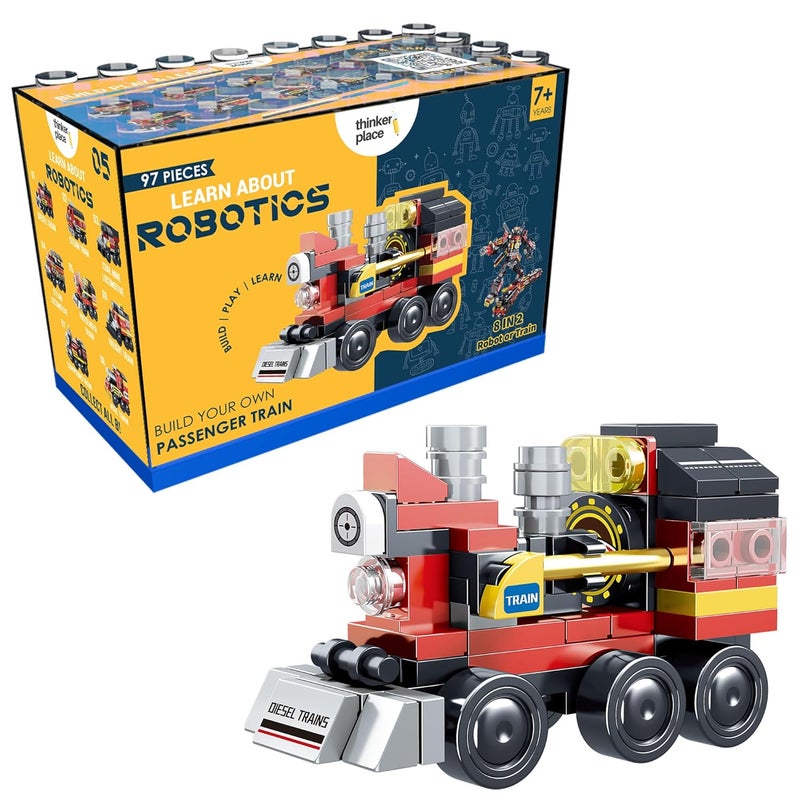 ThinkerPlace STEM Robotics Passenger Train Block Set - 97 Pieces Educational Building Toy for Kids 7+ - Image 1
