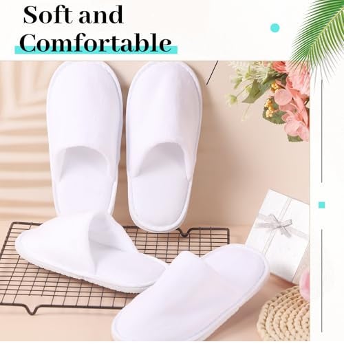 Twistover 6 Pairs Kids Disposable Slippers Non Slip Closed Toe Spa Slippers Comfortable House Spa Indoor Outdoor for 4-12 Years Old Boys Girls Party Hotel Travel(White,Medium) - Image 5