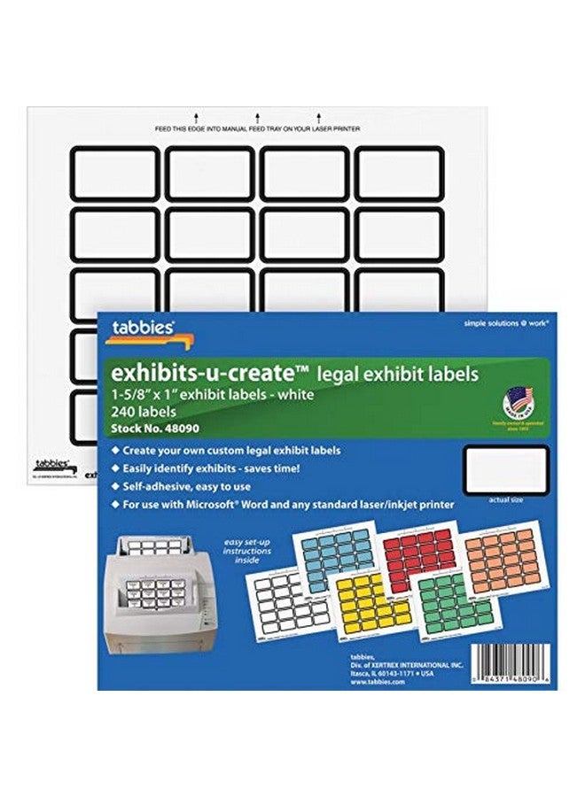 Tabbies Legal Exhibits-U-Create 1-5/8"W x 1"H Labels, 8-1/2"W x 7"H Sheet, 240 Labels/Pack (48090), White - Image 5
