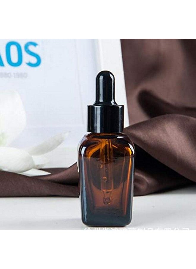 ericotry - 3Pcs 50Ml Empty Refillable Square Amber Glass Droppers Essential Oil Bottles Aromatherapy Cosmetics Elite Fluid Container Jar Pot Holder With Glass Eye Dropper And Rubber Bulb - Image 1