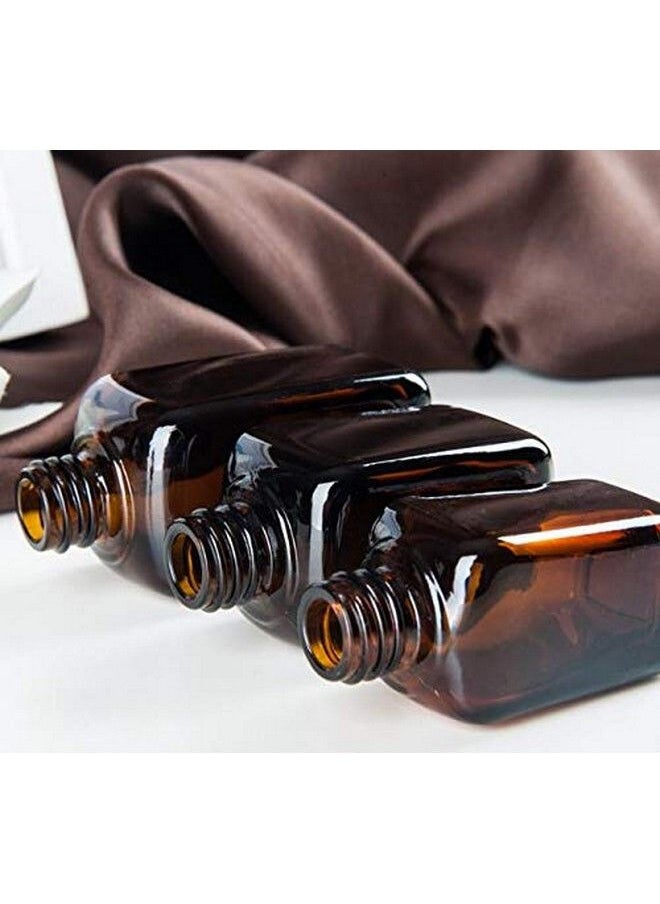 ericotry - 3Pcs 50Ml Empty Refillable Square Amber Glass Droppers Essential Oil Bottles Aromatherapy Cosmetics Elite Fluid Container Jar Pot Holder With Glass Eye Dropper And Rubber Bulb - Image 1