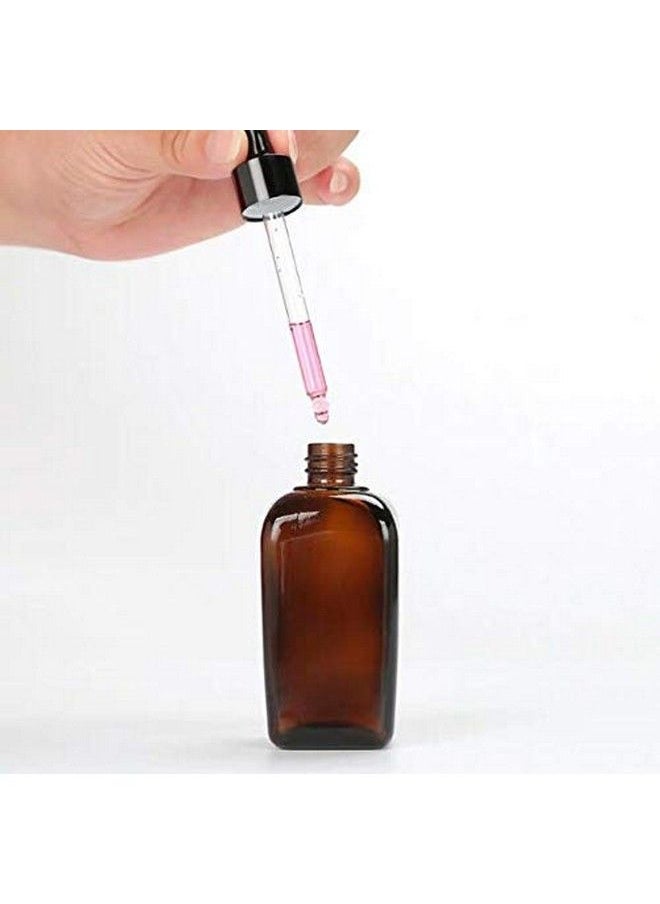 ericotry - 3Pcs 50Ml Empty Refillable Square Amber Glass Droppers Essential Oil Bottles Aromatherapy Cosmetics Elite Fluid Container Jar Pot Holder With Glass Eye Dropper And Rubber Bulb - Image 1