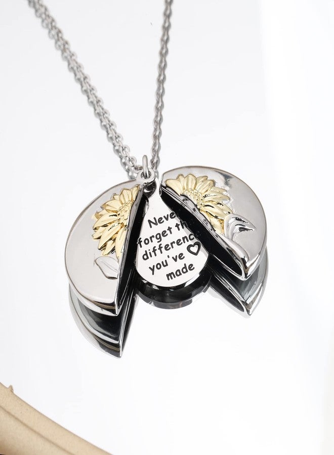 MYOSPARK Never Forget The Difference You've Made Sunflower Locket Necklace Appreciation Gifts for Colleague Best Friends (Never forget sunflower NL) - Image 4