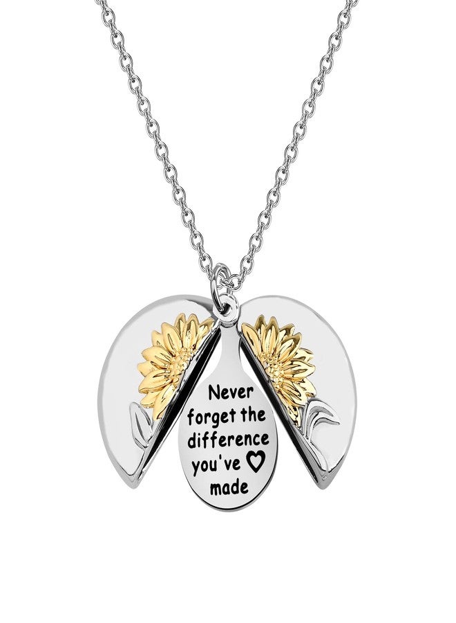 MYOSPARK Never Forget The Difference You've Made Sunflower Locket Necklace Appreciation Gifts for Colleague Best Friends (Never forget sunflower NL) - Image 1