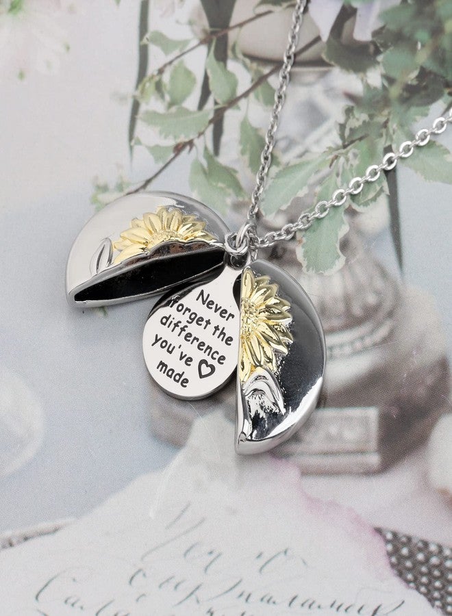 MYOSPARK Never Forget The Difference You've Made Sunflower Locket Necklace Appreciation Gifts for Colleague Best Friends (Never forget sunflower NL) - Image 3