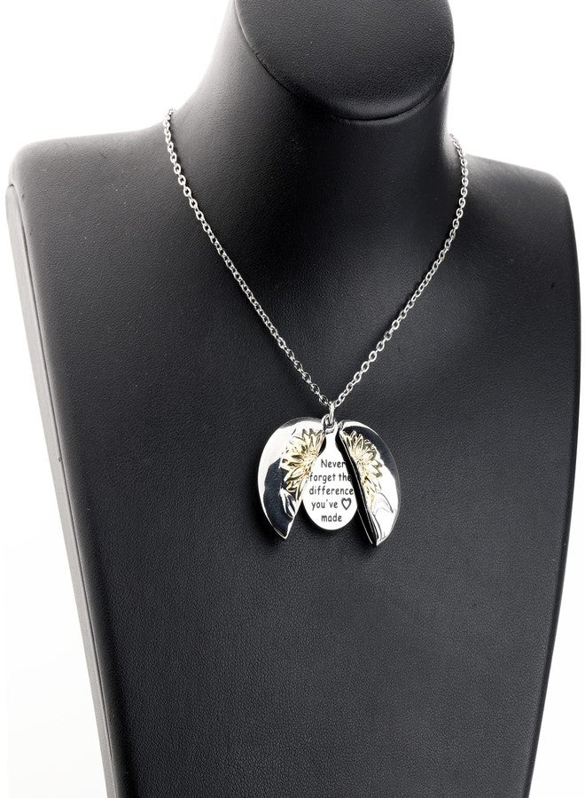 MYOSPARK Never Forget The Difference You've Made Sunflower Locket Necklace Appreciation Gifts for Colleague Best Friends (Never forget sunflower NL) - Image 5