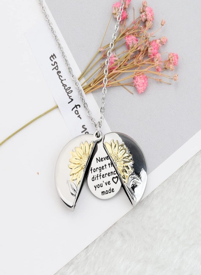 MYOSPARK Never Forget The Difference You've Made Sunflower Locket Necklace Appreciation Gifts for Colleague Best Friends (Never forget sunflower NL) - Image 2