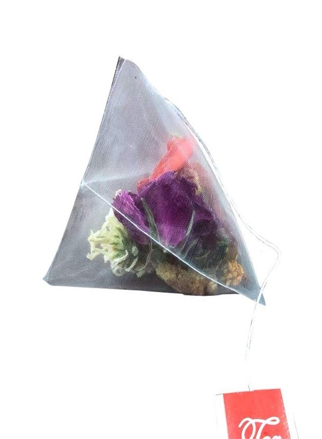 BYNNIX 100PCS Pyramid Tea Bag Filter Nylon Tea Bag Single String Label Transparent Decoration Gift - Image 1
