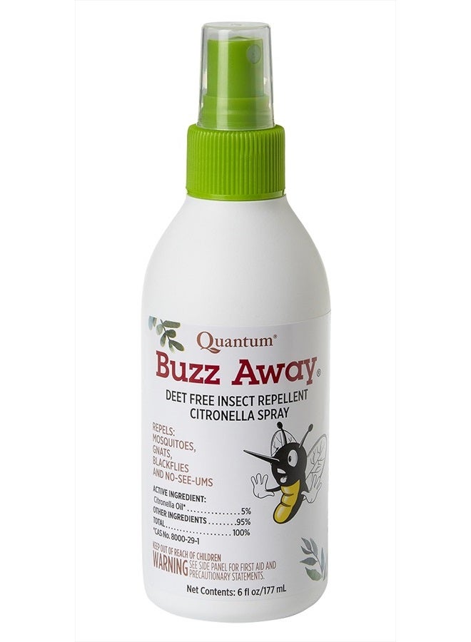 Quantum Health Buzz Away Insect Repellent DEET Free Citronella Oil Outdoor Mosquito Gnat Black Fly & No-See-Um Bug Spray Powerful Plants Repel Bugs Off Skin, Safe for Kids - 6 Ounce - Image 1