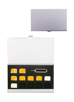 Generic حافظة بطاقات SIM من الألومنيوم مناسبة لـ 12 بطاقة SIM نانو وفتحة دبوس إخراج واحدة للهاتف المحمول، حافظة تخزين عالمية مقاومة للماء ونحيفة لبطاقات SIM صغيرة (فضية)  - Image 1