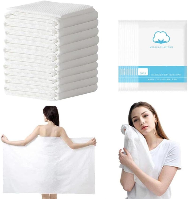 Goodern Disposable Bath Towels Set,10 Pack Ultra Soft Disposable Body Towels,Travel Towel,Quick Dry Disposable Washcloths,Portable Travel Bath Towel and Face Towel for Hotel Camping Spa Beach - Image 1