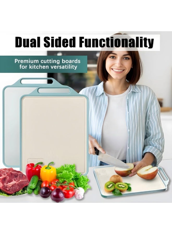 MOMENT Stainless Steel Cutting Board, 2 Sided Non Toxic Large Chopping Board for Chopping Meat/Vegetables, Stainless Steel/Wheat Straw PP, Kitchen Gifts Easy to Clean Large 39.5 * 30.5CM, Mint Green - Image 4