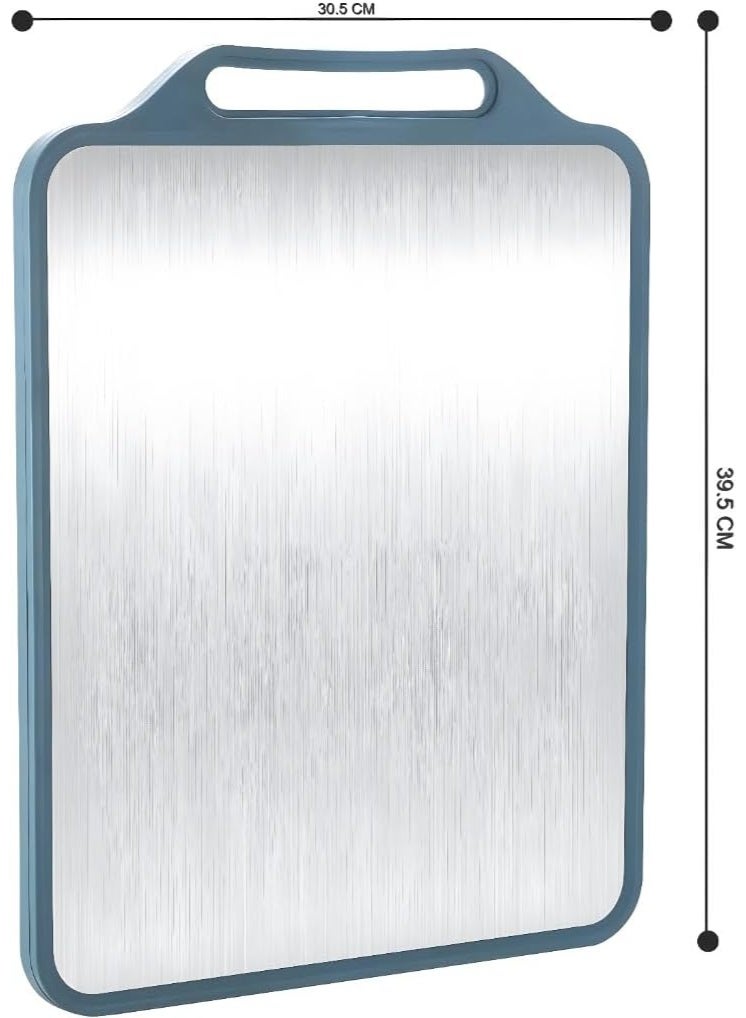 MOMENT Stainless Steel Cutting Board, 2 Sided Non Toxic Large Chopping Board for Chopping Meat/Vegetables, Stainless Steel/Wheat Straw PP, Kitchen Gifts Easy to Clean Large 39.5 * 30.5CM, Mint Green - Image 2