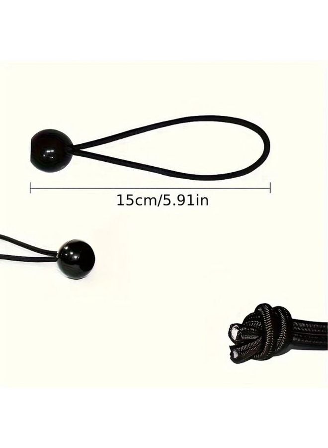 10pcs Black Heavy Duty Adjustable Bungee Cords with Plastic Balls for Camping Storage Transport - Image 4