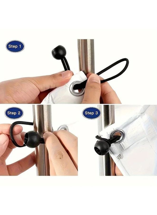 10pcs Black Heavy Duty Adjustable Bungee Cords with Plastic Balls for Camping Storage Transport - Image 3