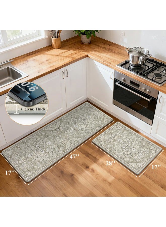 Ileading Anti Fatigue Kitchen Rugs Sets of 2 Cushioned Kitchen Mats for Floor Waterproof Kitchen Mat Set Non Slip Comfort Standing Mat for Kitchen, Office, Sink, Laundry - Image 2