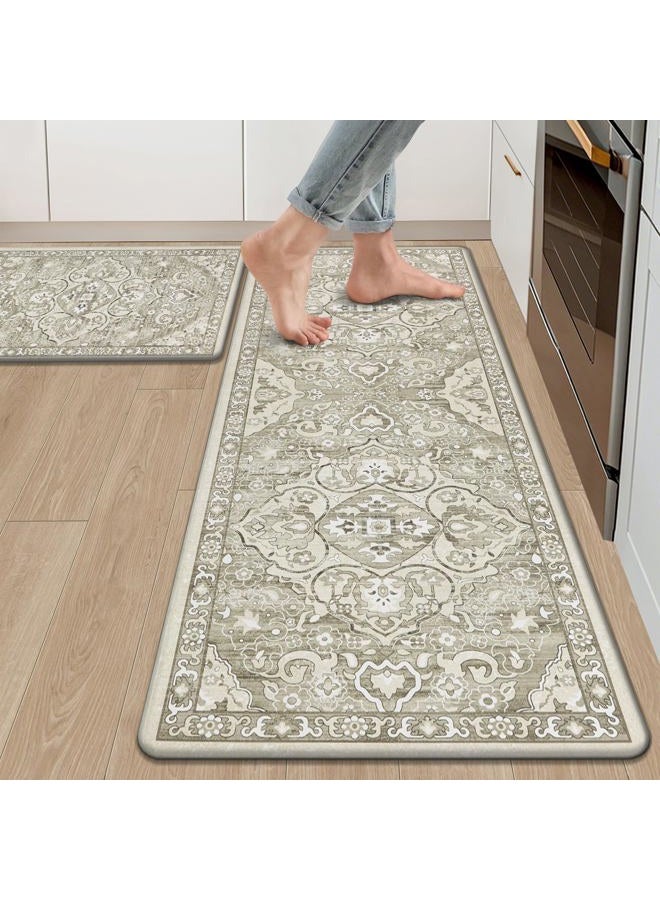 Ileading Anti Fatigue Kitchen Rugs Sets of 2 Cushioned Kitchen Mats for Floor Waterproof Kitchen Mat Set Non Slip Comfort Standing Mat for Kitchen, Office, Sink, Laundry - Image 1