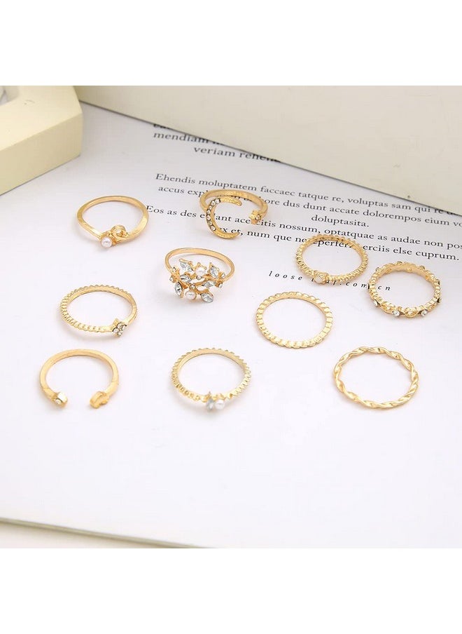 FUTIMELY - Boho Retro Stackable Rings Sets For Women Knuckle Joint Finger Knuckle Nail Ring Sets Moon Stars Stack Preppy Statement Rings Cute Trendy Stuff Jewelry (10-10Pc-Moon Stars Rings) - Image 1