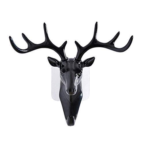 DANSR DANSR Deer Head Hanging Hook Self Adhesive Wall Door Hook Hanger Bag Keys Sticky Holder Black  - Image 1